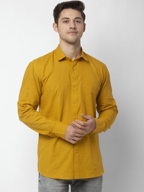 

Rodamo Men Mustard Yellow Slim Fit Solid Cotton Casual Shirt