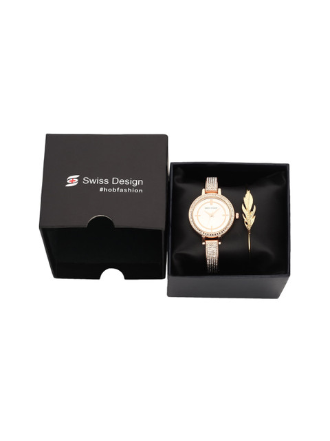 

Swiss Design Women Rose Gold-Toned & Gold-Toned Watch & Jewellery Gift Set SDWGift Set-20