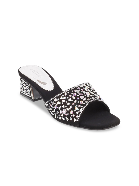 

Metro Women Black Embellished Peep Toes
