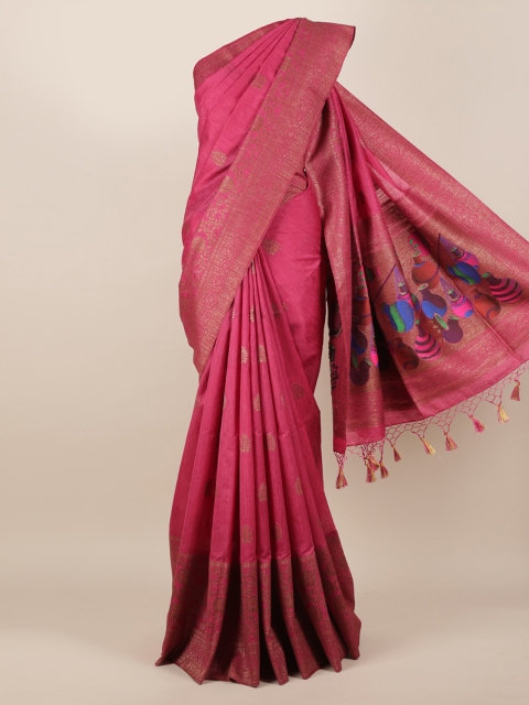 

Pothys Pink Woven Design Jute Silk Saree