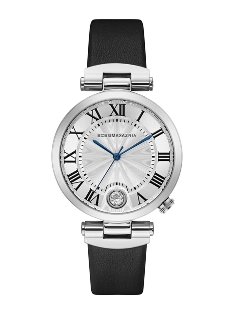 

BCBG Women Silver-Toned & Black Leather Analogue Watch BG50825001
