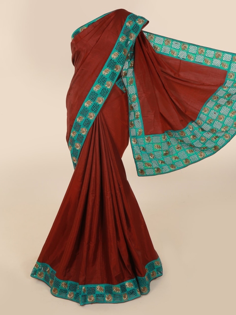 

Pothys Maroon Solid Art Silk Saree