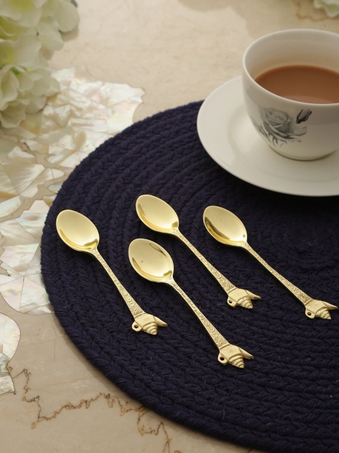 

Amoliconcepts Gold-Toned Set of 4 Tea/Dessert Spoon