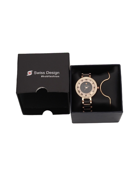 

Swiss Design Women Watch & Jewellery Gift Set SDWGift Set-35, Black