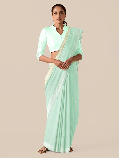 

Taneira Green Silk Cotton Woven Design Chanderi Saree
