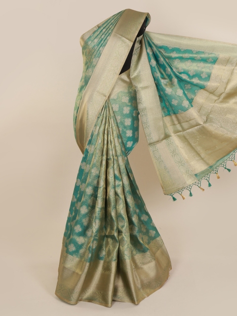 

Pothys Green & Gold-Toned Pure Silk Woven Design Saree