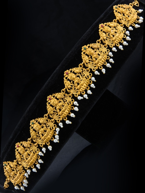 

Alankruthi Gold Plated Pink & Green Stone Studded & Beaded Kamarband
