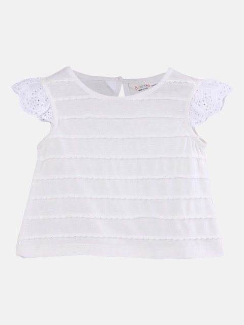 

Beebay Girls White Knitted Schiffli A-line Top
