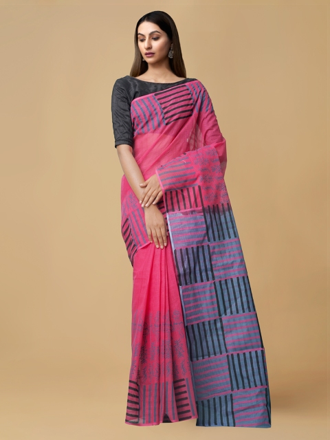 

Unnati Silks Pink & Blue Organza Printed Kota Saree
