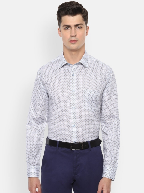 

Van Heusen Men White & Blue Regular Fit Printed Formal Shirt