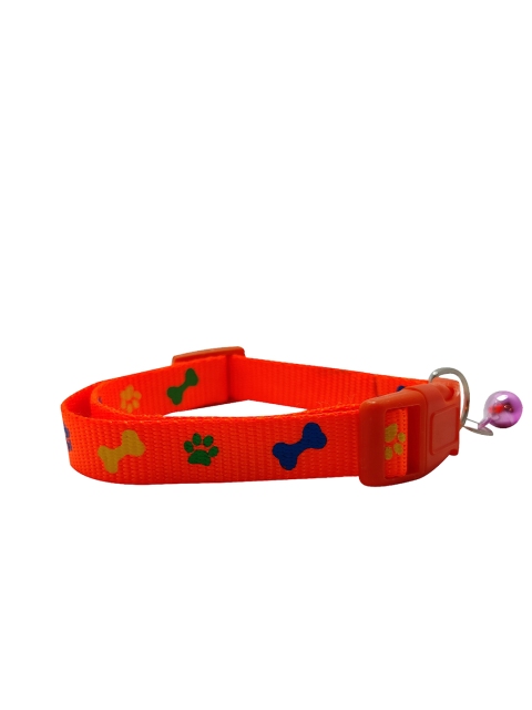 

PETS EMPIRE Orange & Green Paw N Bone Printed Dog Collar