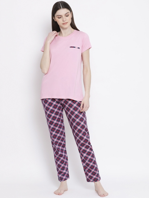 

Kanvin Women Pink & Red Solid Night suit