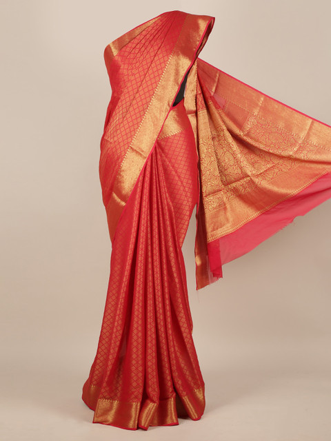 

Pothys Orange Woven Design Pure Chiffon Saree