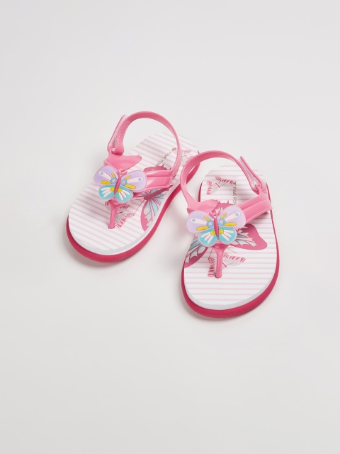 Fame Forever by Lifestyle Girls Pink & White Printed Thong Flip-Flops