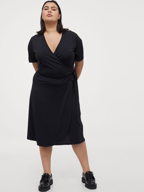 

H&M Women Sustainable Blue Jersey Wrap Dress
