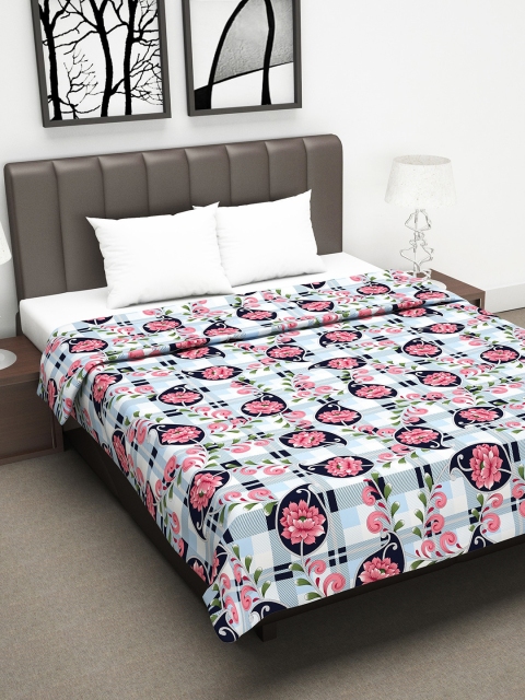 

Divine Casa Pink & Black Floral AC Room 150 GSM Double Bed Dohar