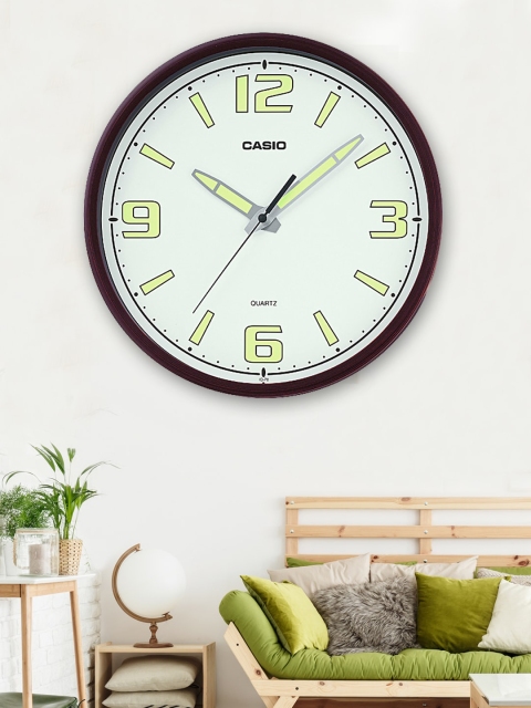 

CASIO White & Maroon Round Solid Analogue Wall Clock 30.5 cm