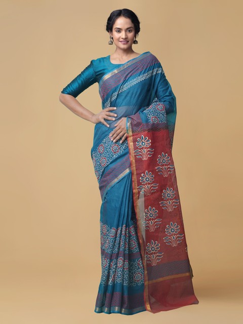 

Unnati Silks Blue Organza Printed Kota Saree