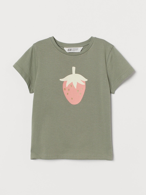 

H&M Girls Green Printed T-shirt