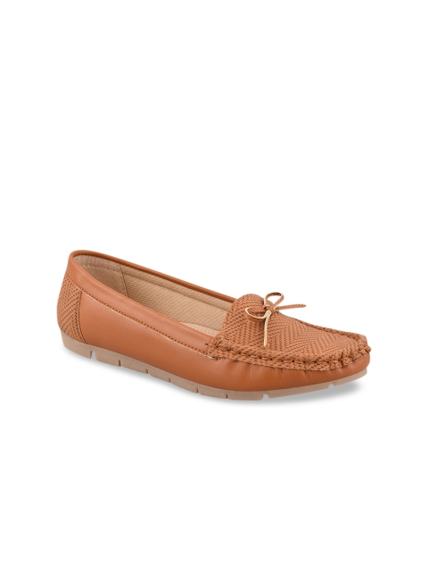 

CALZADO Women Tan Textured Leather Loafers