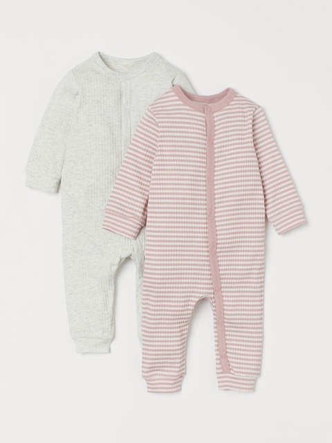 

H&M Kids Grey & Pink 2-Pack Ribbed Pyjamas