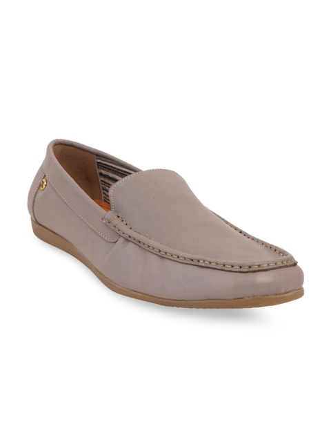 

SCENTRA Men Grey Solid Leather Formal Loafers