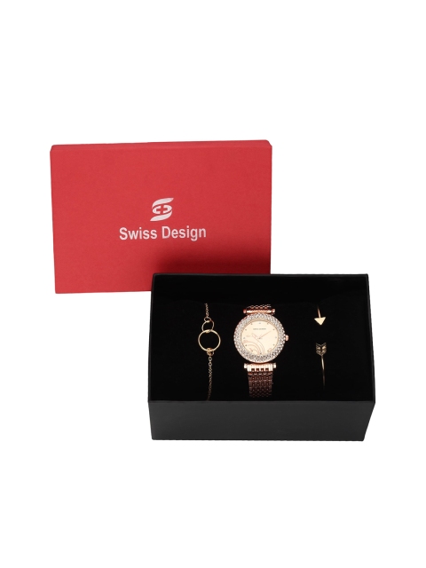 

Swiss Design Women Rose Gold-Toned Watch & Jewellery Gift Set SDWGift Set-79