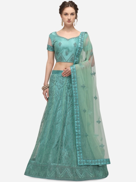 

Netram Sea Green & Grey Embroidered Unstitched Lehenga & Blouse with Dupatta