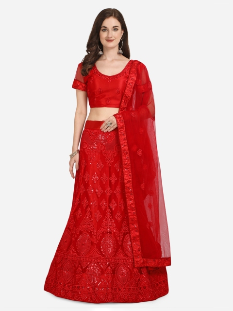 

Netram Red Unstitched Lehenga & Blouse with Dupatta