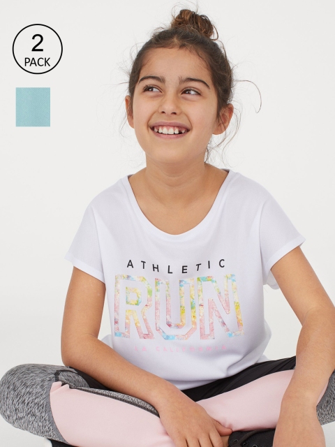 

H&M Girls 2-Pack Sports Tops, White