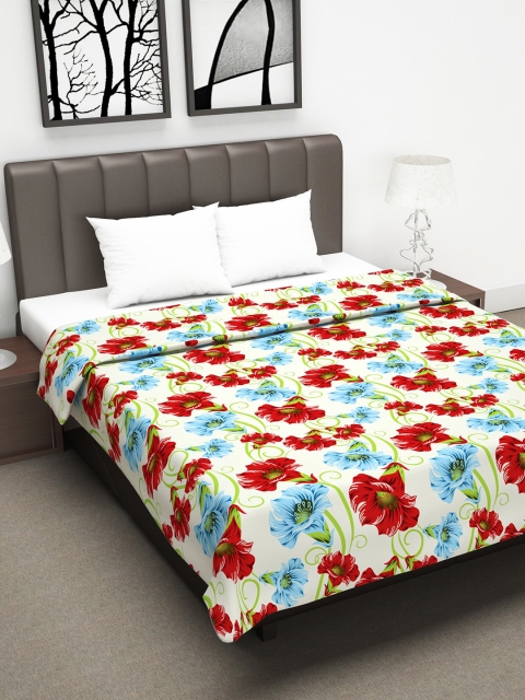 

Divine Casa Unisex White & Red Floral Print Mild Winter 150 GSM Double Bed Dohar