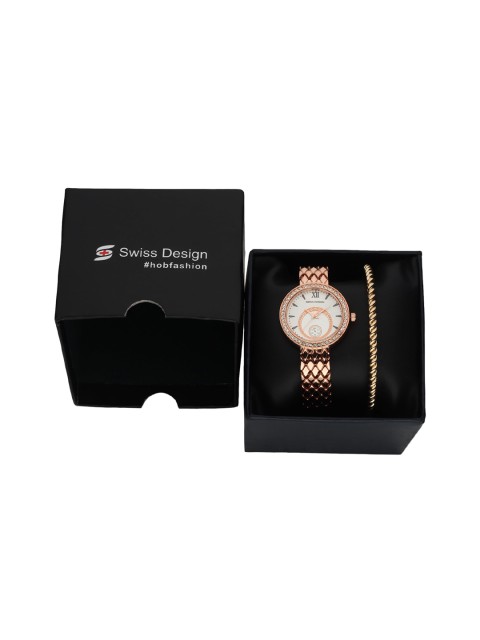

Swiss Design Women Rose Gold-Toned & Gold-Toned Watch & Jewellery Gift Set SDWGift Set-71