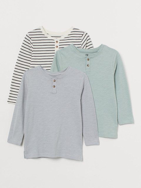 

H&M Boys 3-Pack Henley Tops, White