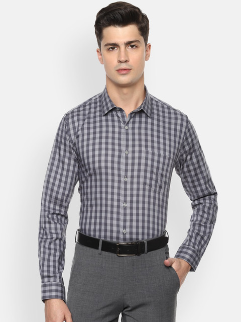 

Van Heusen Men Grey Slim Fit Checked Formal Shirt