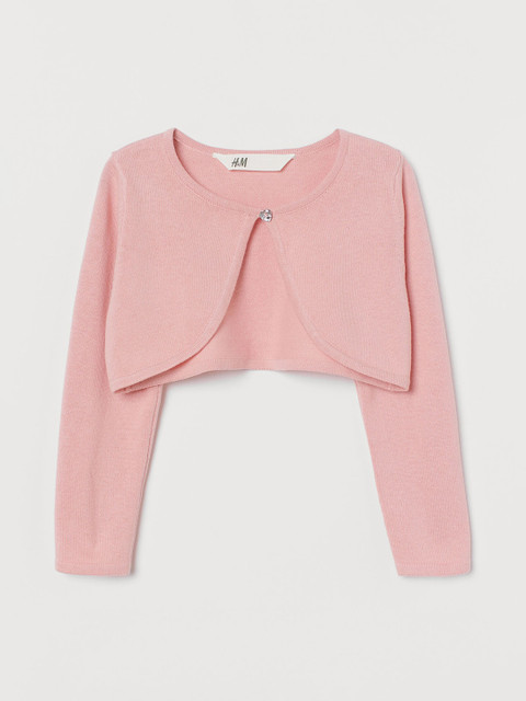 

H&M Girls Pink Solid Fine Knit Bolero Jacket