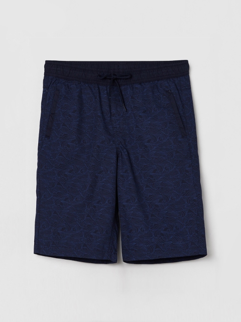 

max Boys Navy Blue Printed Regular Fit Cotton Regular Shorts