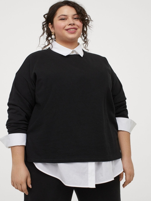 

H&M Plus Black Long-Sleeved Top