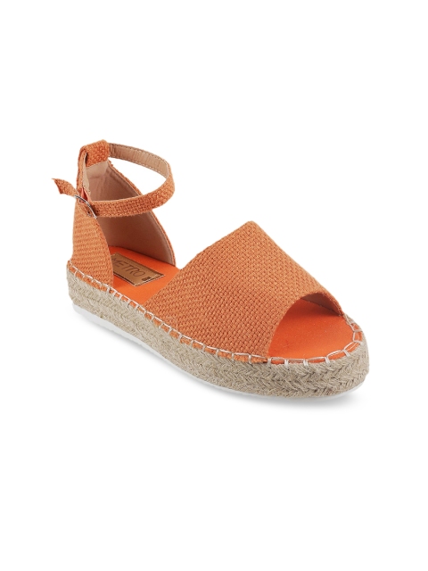 

Metro Women Orange Solid Open Toe Espadrille Flats