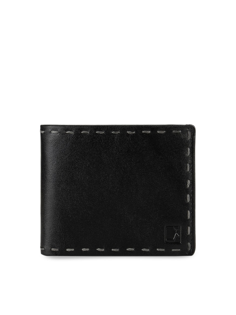 

Da Milano Women Black Solid Leather Two Fold Wallet