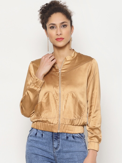 

Twenty3 Women Gold-Coloured Solid Lightweight Bomber