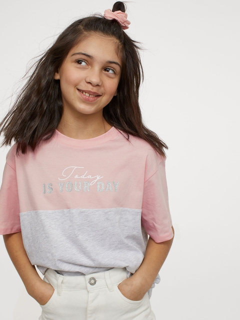 

H&M Girls Pink & Grey Oversized T-shirt