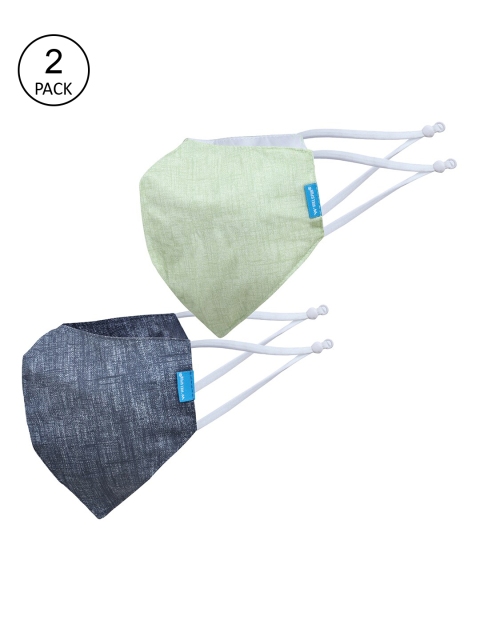 

Welspun Kids Pack Of 2 Solid 5-ply Reusable Anti-Viral Face Masks, Blue
