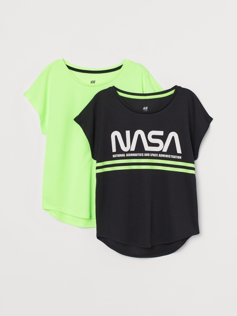 

H&M Girls 2-Pack Sports Tops, Fluorescent green