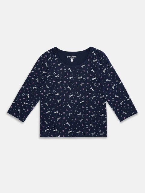 

Pantaloons Baby Girls Navy Blue Printed Round Neck T-shirt