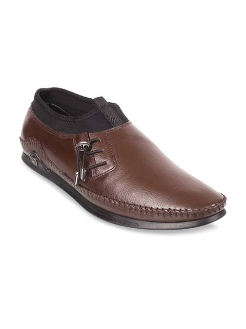 

Metro Men Brown Solid Leather Formal Slip-on Shoes