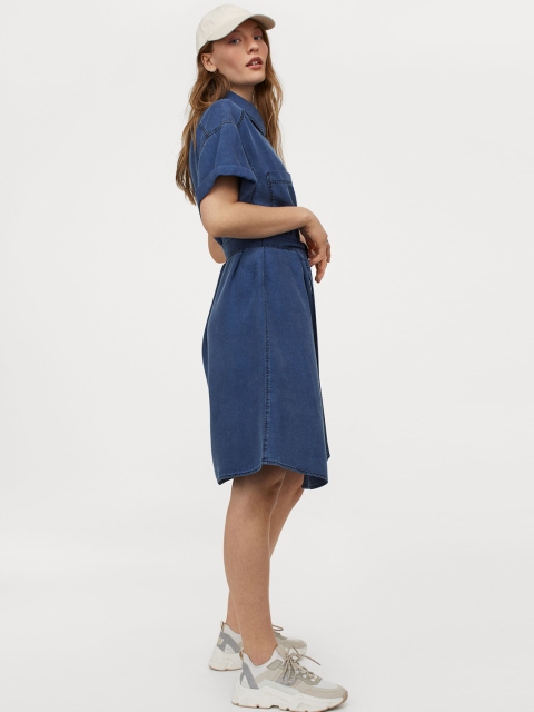 

H&M Women Blue Lyocell Shirt Dress