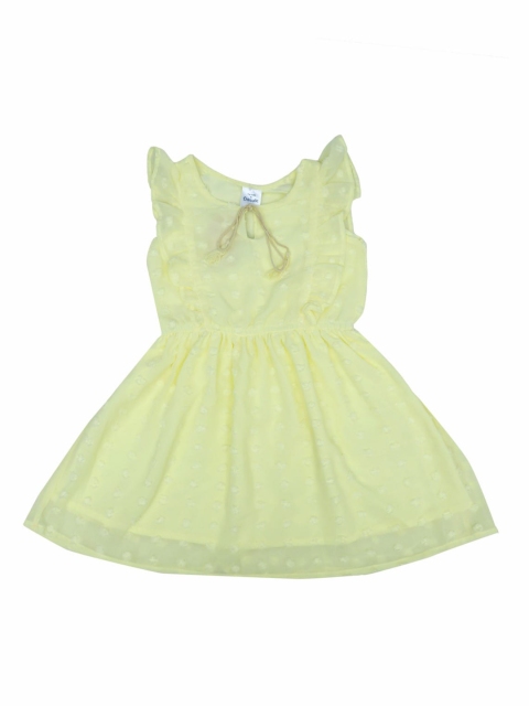 

Doodle Girls Yellow Self Design Ruffle Fit and Flare Dress