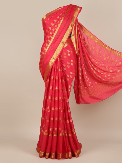 

Pothys Red Woven Design Pure Chiffon Saree