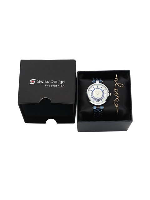 

Swiss Design Women Blue & Gold-Toned Watch & Jewellery Gift Set SDWGift Set-44