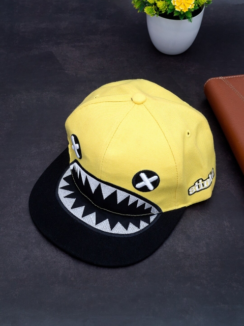 

Golden Peacock Unisex Yellow & Black Embroidered Snapback Cap